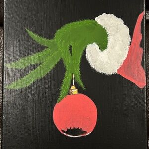 Grinch Hand with Ornament Painting